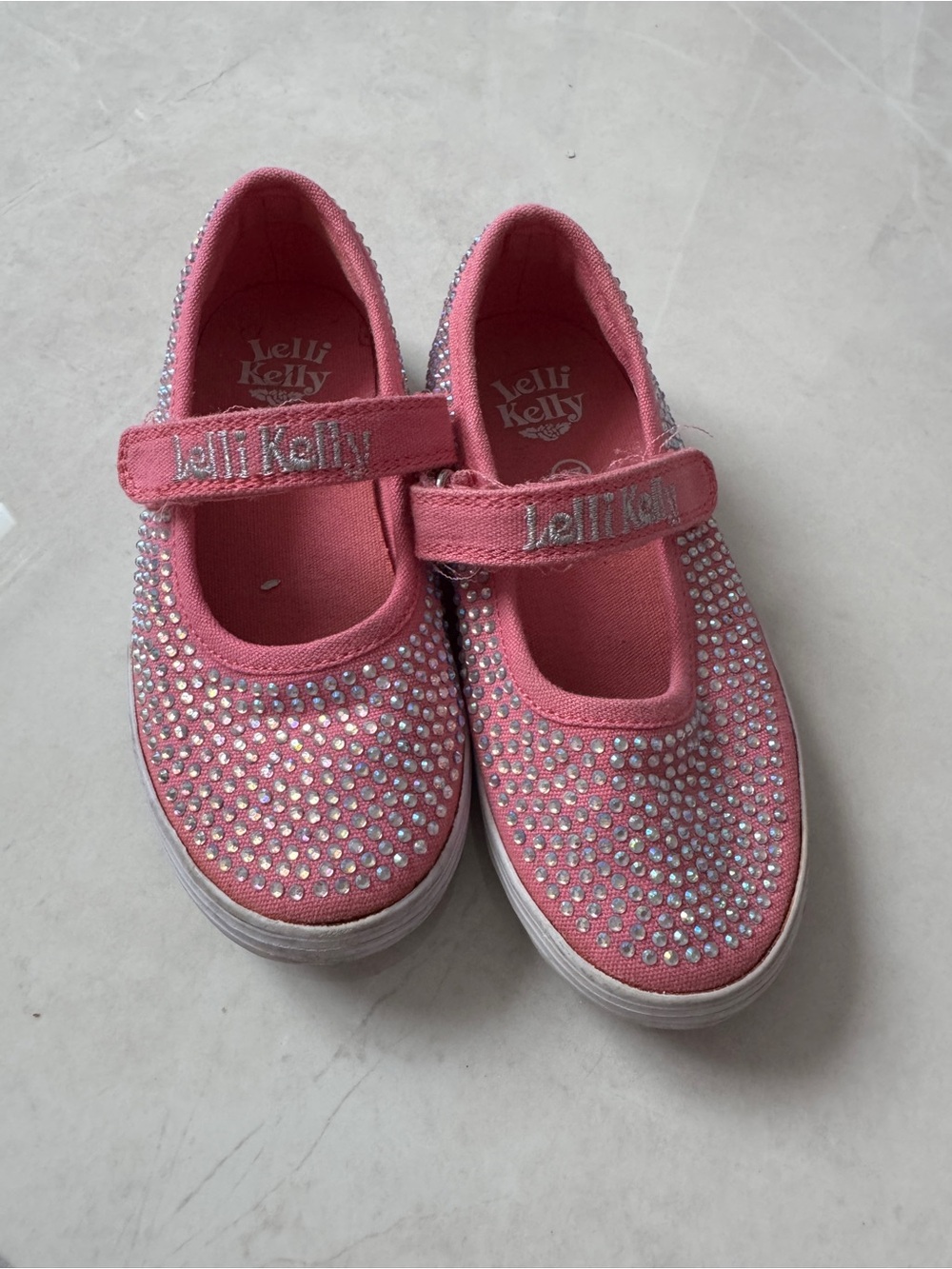 Lelli Kelly Girl’s Pink Crystal-Embellished Mary Jane Sneakers